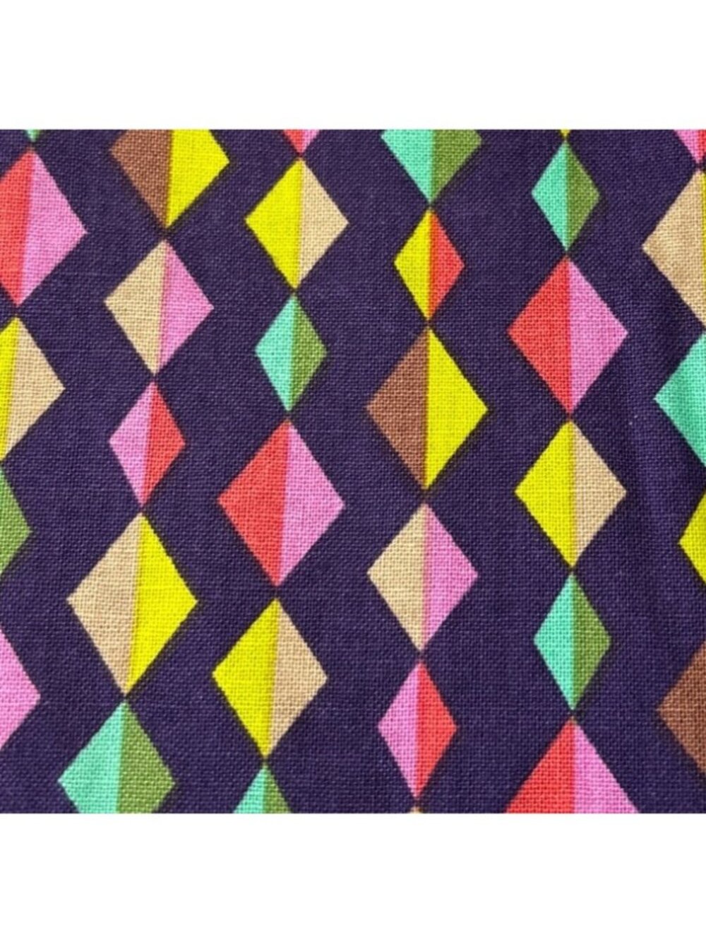 Colorful Geometric Cotton Quilting Fabric 19" x 42" Bright Diamond Pattern Craft